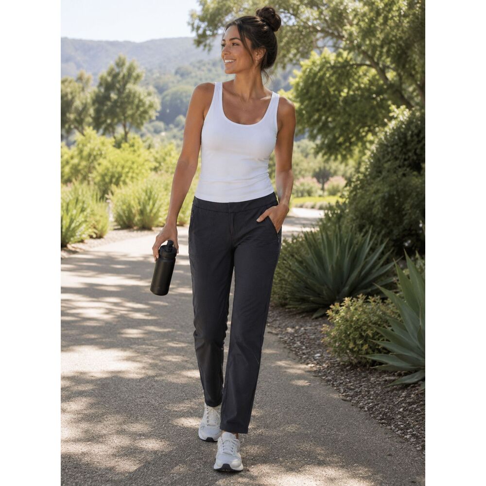 Athleta Black Lightweight Active Pants workout slim leg trouser 8tall Athleisure